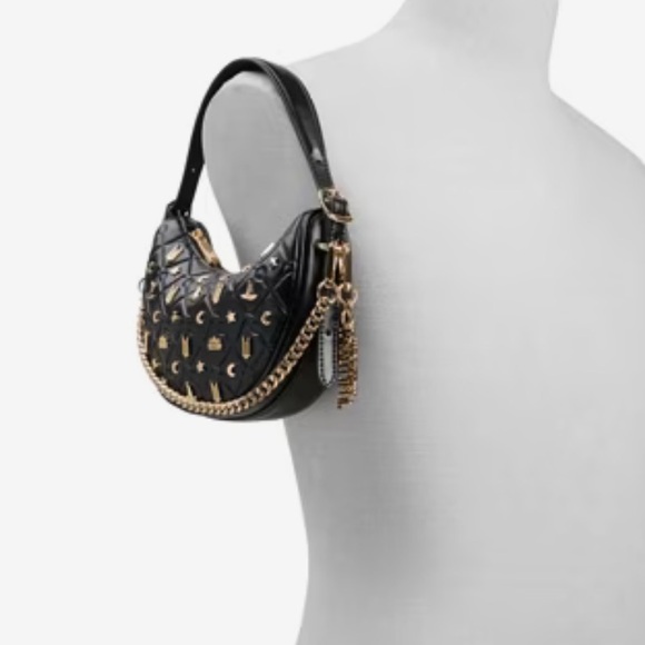 NWT Aldo x Wicked Good News Black Quilted Shoulder Bag with Gold Accents - Picture 8 of 8